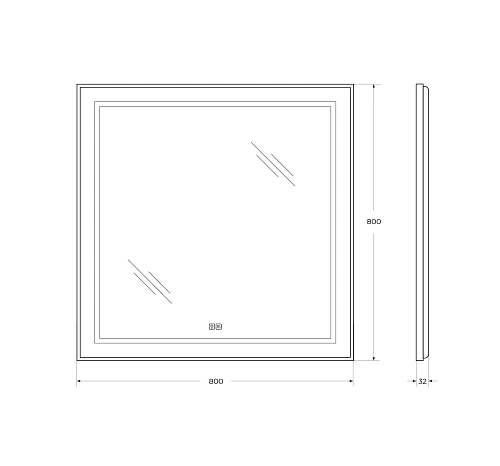 Зеркало BelBagno SPC-KRAFT-800-800-LED-TCH-WARM 800x32x800 мм с подсветкой сенсорным выключателем и подогревом Зеркало BelBagno SPC-KRAFT-800-800-LED-TCH-WARM 800x32x800 мм с подсветкой сенсорным выключателем и подогревом