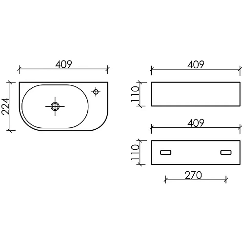 Раковина Ceramica Nova ELEMENT CN6066L белый подвесная Раковина Ceramica Nova ELEMENT CN6066L белый подвесная