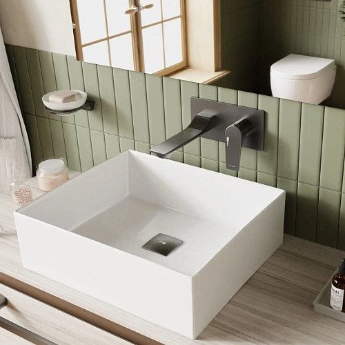 Смеситель для раковины WasserKRAFT Wiese 8430 встраиваемый оружейная сталь Смеситель для раковины WasserKRAFT Wiese 8430 встраиваемый оружейная сталь