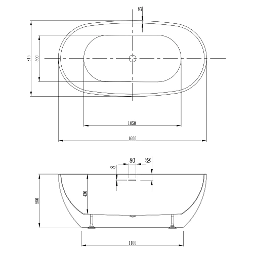 Акриловая ванна ABBER AB9263-1.6 белая Акриловая ванна ABBER AB9263-1.6 белая