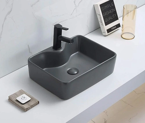 Раковина CeramaLux 7291MDH-2 накладная, серый Раковина CeramaLux 7291MDH-2 накладная, серый