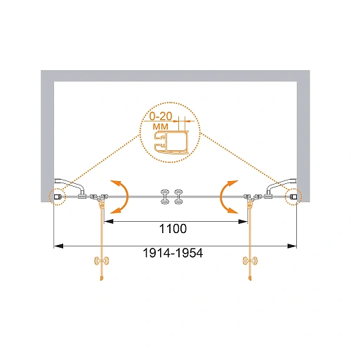 Душевая дверь CEZARES ELENA-W-B-22-200-C-Cr 200см стекло прозрачное, профиль хром Душевая дверь CEZARES ELENA-W-B-22-200-C-Cr 200см стекло прозрачное, профиль хром