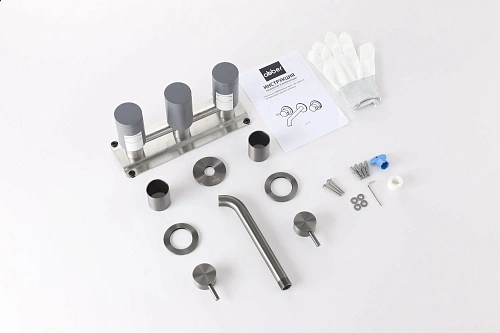 Смеситель для раковины ABBER Wasser Kreis 316 AF81123BGG-L для раковины скрытого монтажа, оружейная сталь брашированная Смеситель для раковины ABBER Wasser Kreis 316 AF81123BGG-L для раковины скрытого монтажа, оружейная сталь брашированная