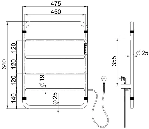 Полотенцесушитель электрический Allen Brau Priority 640х475 7.31000-BN никель браш Полотенцесушитель электрический Allen Brau Priority 640х475 7.31000-BN никель браш