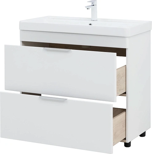 Тумба с раковиной Aquanet Ирис new 90 00342094 напольная белый глянец Тумба с раковиной Aquanet Ирис new 90 00342094 напольная белый глянец