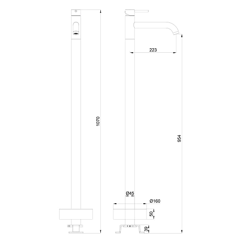 Смеситель для раковины Wonzon & Woghand STICK напольный, черный матовый (WW-88649905-MB) Смеситель для раковины Wonzon & Woghand STICK напольный, черный матовый (WW-88649905-MB)
