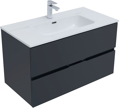 Тумба под раковину Aquanet Алвита New 90 2 ящика, антрацит 00303919 Тумба под раковину Aquanet Алвита New 90 2 ящика, антрацит 00303919