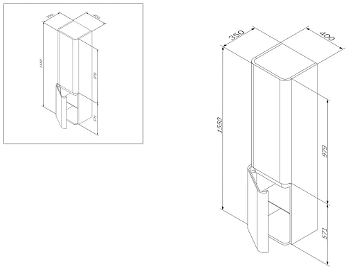 Шкаф-пенал AM.PM Sensation M30CHL0406NF подвесной, левый, 40 см, орех, текстурированная Шкаф-пенал AM.PM Sensation M30CHL0406NF подвесной, левый, 40 см, орех, текстурированная