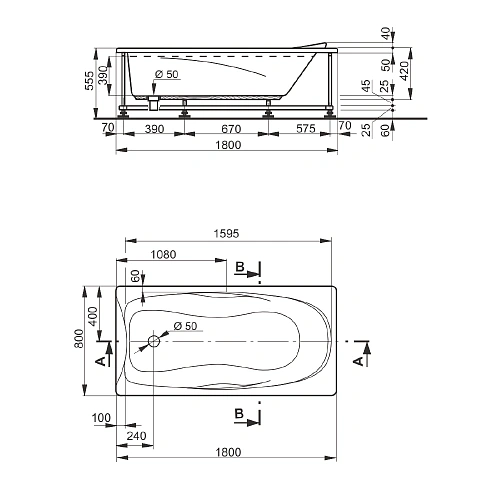Акриловая ванна Veedi Una 180x80 13118080 Акриловая ванна Veedi Una 180x80 13118080