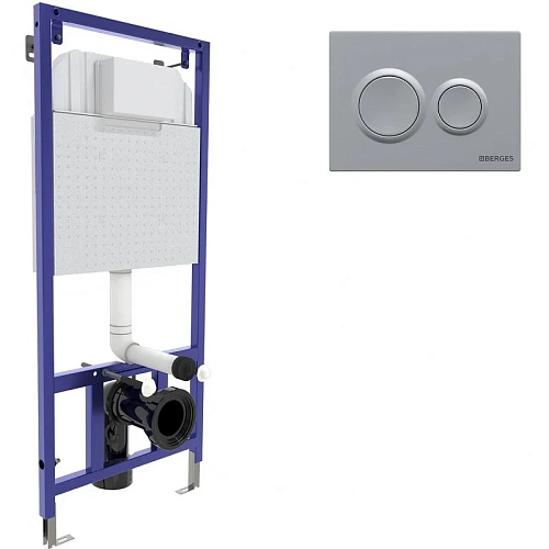 Инсталляция для унитаза BERGES NOVUM кнопка O2 матовый хром 040262 Инсталляция для унитаза BERGES NOVUM кнопка O2 матовый хром 040262