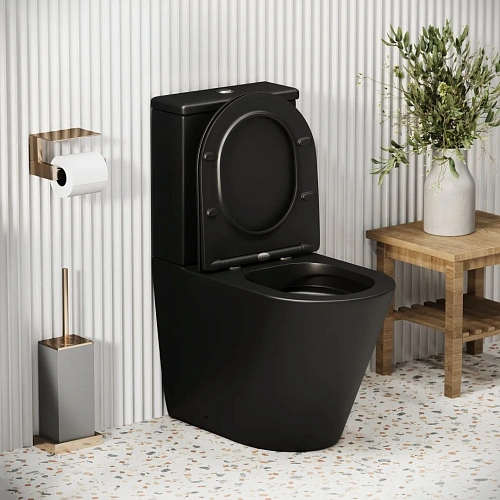 Унитаз напольный GROSSMAN GR-4480BMS Color 620x365x810 черный матовый безободковый с тонкой крышкой Унитаз напольный GROSSMAN GR-4480BMS Color 620x365x810 черный матовый безободковый с тонкой крышкой