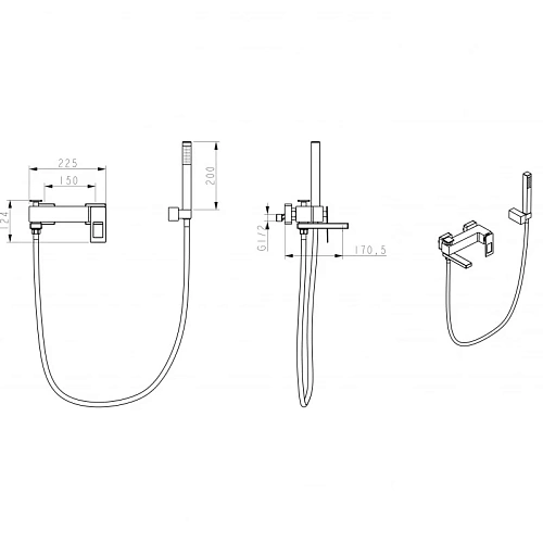Смеситель для ванны Boheme BlackRed 143-BR с душем Смеситель для ванны Boheme BlackRed 143-BR с душем