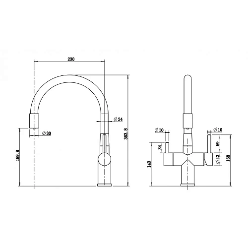 Смеситель для кухни Milacio Ultra 560 (MCU.560.TBB) под фильтр, total black черный шланг Смеситель для кухни Milacio Ultra 560 (MCU.560.TBB) под фильтр, total black черный шланг