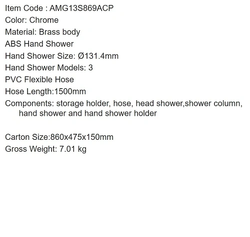 Душевая система ARROW AMG13S869ACP хром Душевая система ARROW AMG13S869ACP хром