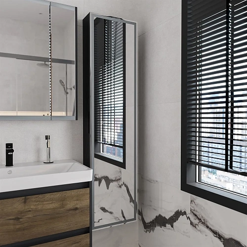 Шкаф-пенал STWORKI Кронборг МВК077 40, с подсветкой, черный 541673 Шкаф-пенал STWORKI Кронборг МВК077 40, с подсветкой, черный 541673