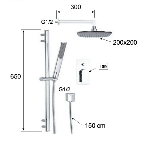 Душевая система Remer Infinity I09S01 Душевая система Remer Infinity I09S01