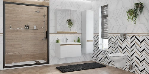 Душевая дверь STWORKI Стокгольм 150 см профиль черный матовый 467434 Душевая дверь STWORKI Стокгольм 150 см профиль черный матовый 467434