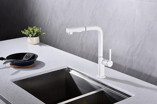 Смеситель для кухни Paulmark NEO белый матовый Ne214419-WH Смеситель для кухни Paulmark NEO белый матовый Ne214419-WH