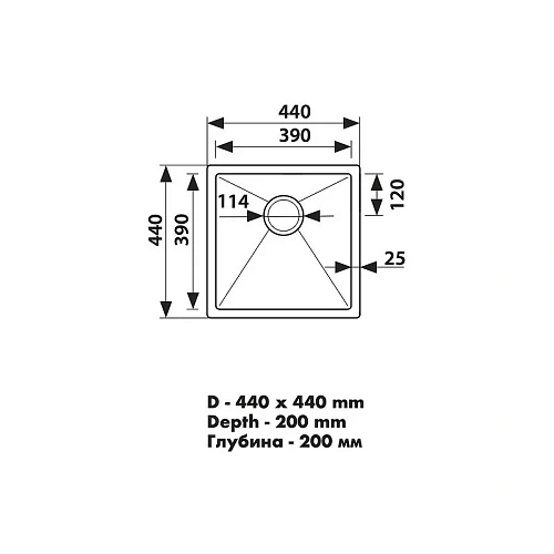 Кухонная мойка Kaiser KSM-4444 44x44x20 Кухонная мойка Kaiser KSM-4444 44x44x20
