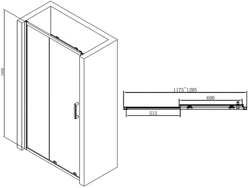 Душевая дверь ABBER Schwarzer Diamant AG30120B Душевая дверь ABBER Schwarzer Diamant AG30120B