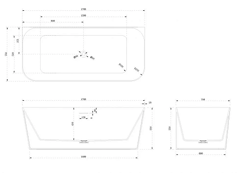 Ванна из искусственного камня ABBER AS9617 170x75 универсальная, белая матовая, искусственный камень Ванна из искусственного камня ABBER AS9617 170x75 универсальная, белая матовая, искусственный камень