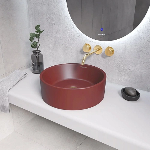 Раковина GROSSMAN Color GR-3013VIM (410x410x150) бордовая матовая Раковина GROSSMAN Color GR-3013VIM (410x410x150) бордовая матовая