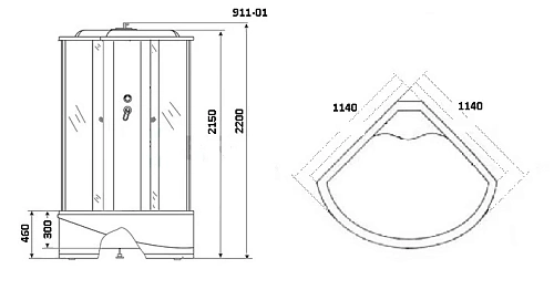 Душевая кабина Niagara Ultra NG-911-01 (1150х1150х2200) высокий поддон стекло тонированное 9110134 Душевая кабина Niagara Ultra NG-911-01 (1150х1150х2200) высокий поддон стекло тонированное 9110134