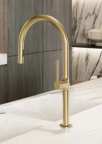 Смеситель для кухни Kludi REEF 50851N075 брашированное золото Смеситель для кухни Kludi REEF 50851N075 брашированное золото