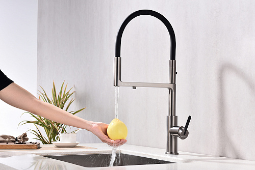 Смеситель для кухни Paulmark TORNADO вороненая сталь To213402-GM Смеситель для кухни Paulmark TORNADO вороненая сталь To213402-GM