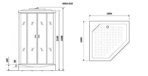 Душевая кабина Niagara Premium NG-6002-01D (1000х1000х2200) низкий поддон (16 см) стекло прозрачное 60020114D Душевая кабина Niagara Premium NG-6002-01D (1000х1000х2200) низкий поддон (16 см) стекло прозрачное 60020114D