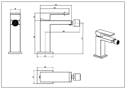 Смеситель для биде Boheme Qubic 476-BRB Brushed Bronze Смеситель для биде Boheme Qubic 476-BRB Brushed Bronze
