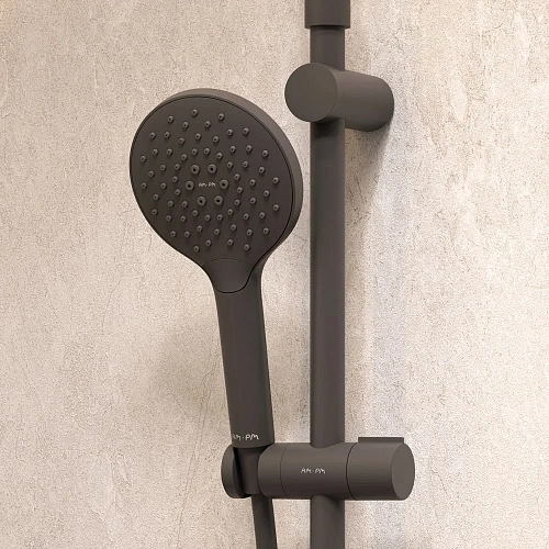 Душевой уголок AM.PM Gem S 100х80 WK93EQ с душевой системой и аксессуарами, профиль черный матовый, стекло прозрачное Душевой уголок AM.PM Gem S 100х80 WK93EQ с душевой системой и аксессуарами, профиль черный матовый, стекло прозрачное