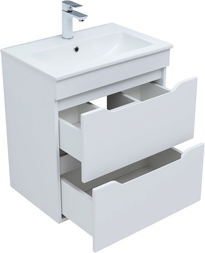 Тумба под раковину Aquanet Практика 60 белый матовый 2 ящика 00330457 напольная/подвесная Тумба под раковину Aquanet Практика 60 белый матовый 2 ящика 00330457 напольная/подвесная