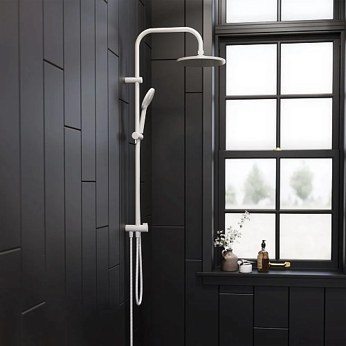 Душевая система Damixa Jupiter 977000200, верхний душ 225 мм штанга 1010 мм, белый Душевая система Damixa Jupiter 977000200, верхний душ 225 мм штанга 1010 мм, белый