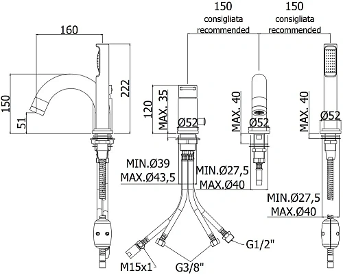 Смеситель на борт ванны Paffoni Joker JK040LCR Смеситель на борт ванны Paffoni Joker JK040LCR