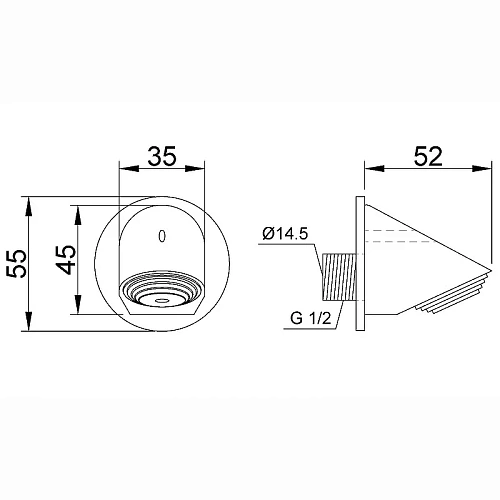 Верхний душ NOFER 07071.B из латуни, антивандальный 55х55х54 мм Верхний душ NOFER 07071.B из латуни, антивандальный 55х55х54 мм