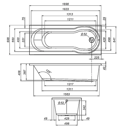 Каркас для ванны AM.PM X-Joy W88A-170-070W-R, 170х70 см Каркас для ванны AM.PM X-Joy W88A-170-070W-R, 170х70 см