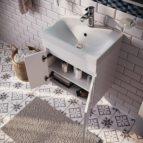 Тумба с раковиной Iddis Zodiac 50 см (ZOD5CD0i95K) подвесная с дверцами, белая Тумба с раковиной Iddis Zodiac 50 см (ZOD5CD0i95K) подвесная с дверцами, белая