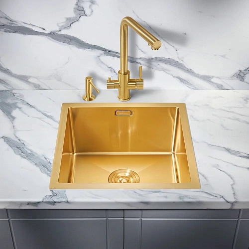 Кухонная мойка Milacio Denia 44 Steel (MC.77438) золото Кухонная мойка Milacio Denia 44 Steel (MC.77438) золото