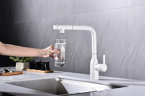 Смеситель для кухни Paulmark VIPER белый матовый Vi213105-WH Смеситель для кухни Paulmark VIPER белый матовый Vi213105-WH