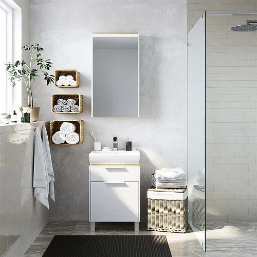 Комплект мебели STWORKI Дублин 50 белая, в скандинавском стиле, с подсветкой 406298 Комплект мебели STWORKI Дублин 50 белая, в скандинавском стиле, с подсветкой 406298