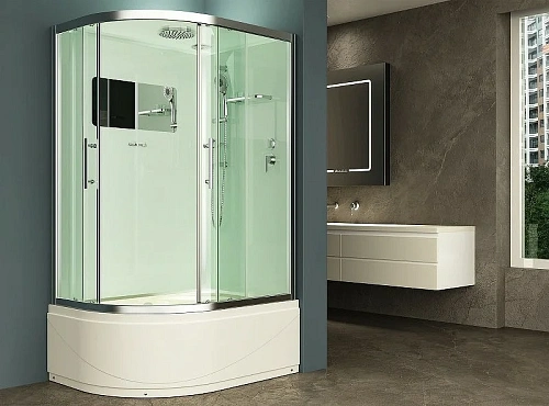 Душевая кабина Esbano ELEGANCIA (ESKB129CRBR) полукруглая с крышей и высоким поддоном EST-129CRB R120x90x210cм Душевая кабина Esbano ELEGANCIA (ESKB129CRBR) полукруглая с крышей и высоким поддоном EST-129CRB R120x90x210cм