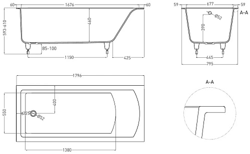 Ванна из искусственного камня Salini CASCATA 180x80 104223M S-Stone Ванна из искусственного камня Salini CASCATA 180x80 104223M S-Stone