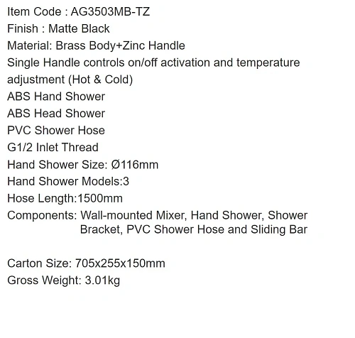 Смеситель для ванны ARROW AG3503MB-TZ черный Смеситель для ванны ARROW AG3503MB-TZ черный