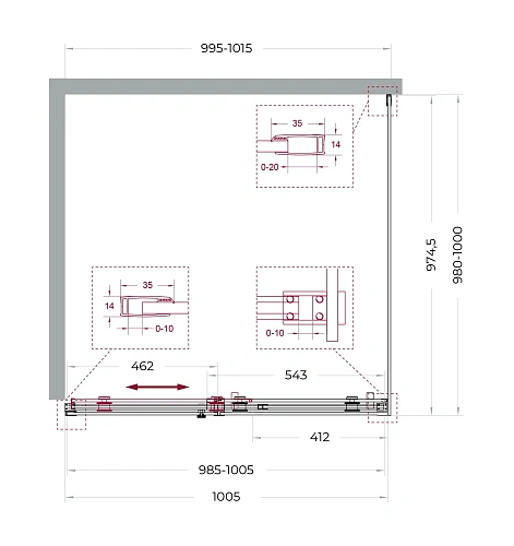 Душевой уголок BelBagno SOFT_CLOSE-2-A-1-100-C-GM 100x100 см, профиль оружейная сталь, стекло прозрачное Душевой уголок BelBagno SOFT_CLOSE-2-A-1-100-C-GM 100x100 см, профиль оружейная сталь, стекло прозрачное