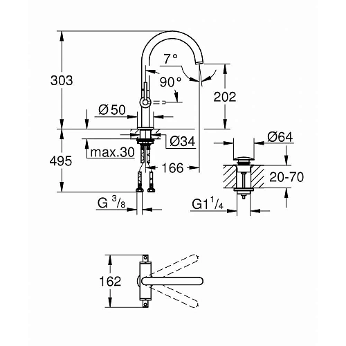 Смеситель для раковины GROHE Atrio New, суперcталь (21022DC3) Смеситель для раковины GROHE Atrio New, суперcталь (21022DC3)