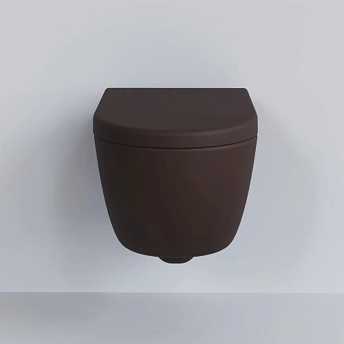 Унитаз подвесной Abner 103T20601R (545x360x330) матовый коричневый безободковый с толстой крышкой 103T20601R-102T20601 Унитаз подвесной Abner 103T20601R (545x360x330) матовый коричневый безободковый с толстой крышкой 103T20601R-102T20601