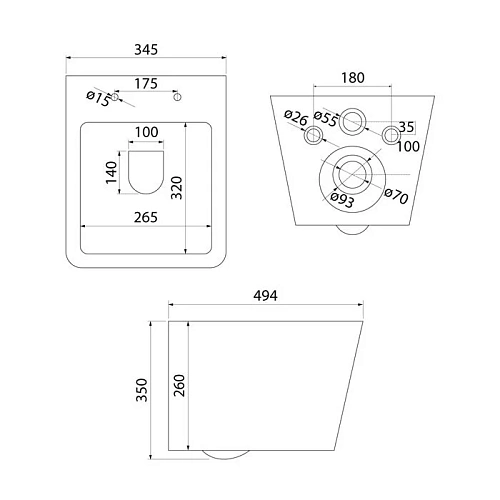 Унитаз подвесной IDDIS New Mirro (NMIRDSEi25) безободковый Унитаз подвесной IDDIS New Mirro (NMIRDSEi25) безободковый