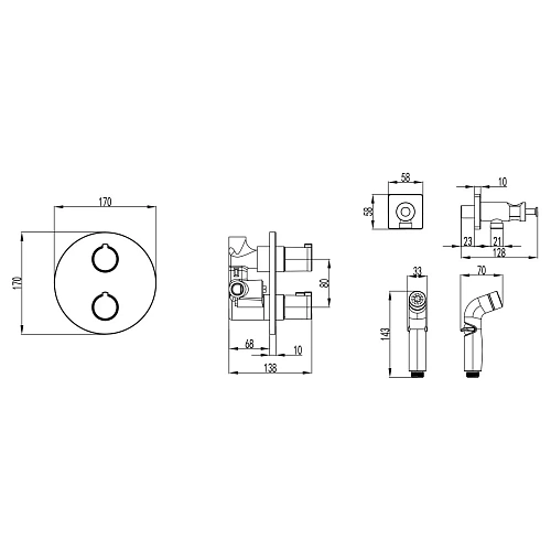 Гигиенический душ Lemark Yeti LM7819C, термостатический, встраиваемый, хром Гигиенический душ Lemark Yeti LM7819C, термостатический, встраиваемый, хром