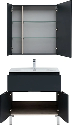 Комплект мебели Aquanet Алвита New 80 1 ящик, 2 дверцы, антрацит 00274215 Комплект мебели Aquanet Алвита New 80 1 ящик, 2 дверцы, антрацит 00274215